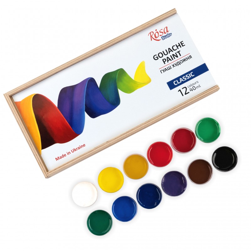 Набір гуашевих фарб ROSA START дерево 12х20мл
