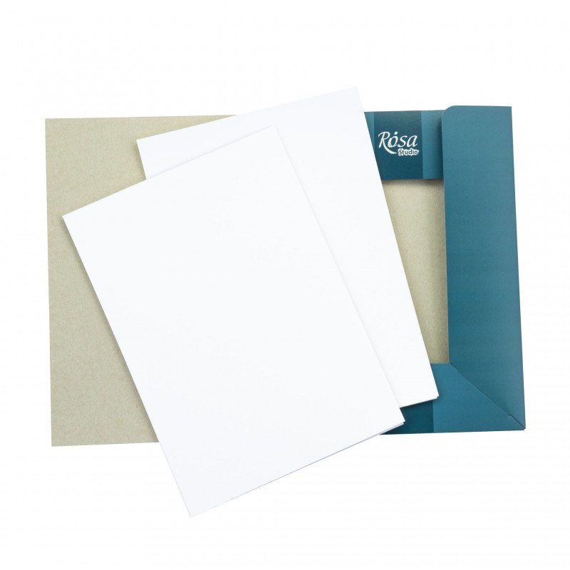 Watercolours paper, folder, 10 sheets, Fine grain 200g/m2 ROSA Studio