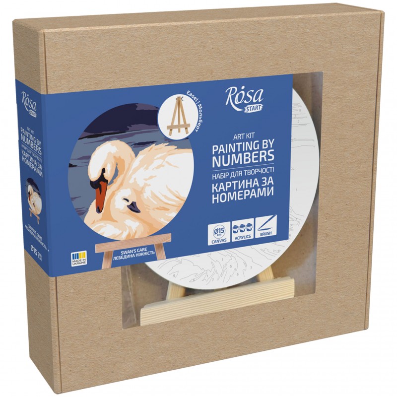 Paint by numbers kits, round, Ø15 cm, with easel, ROSA START