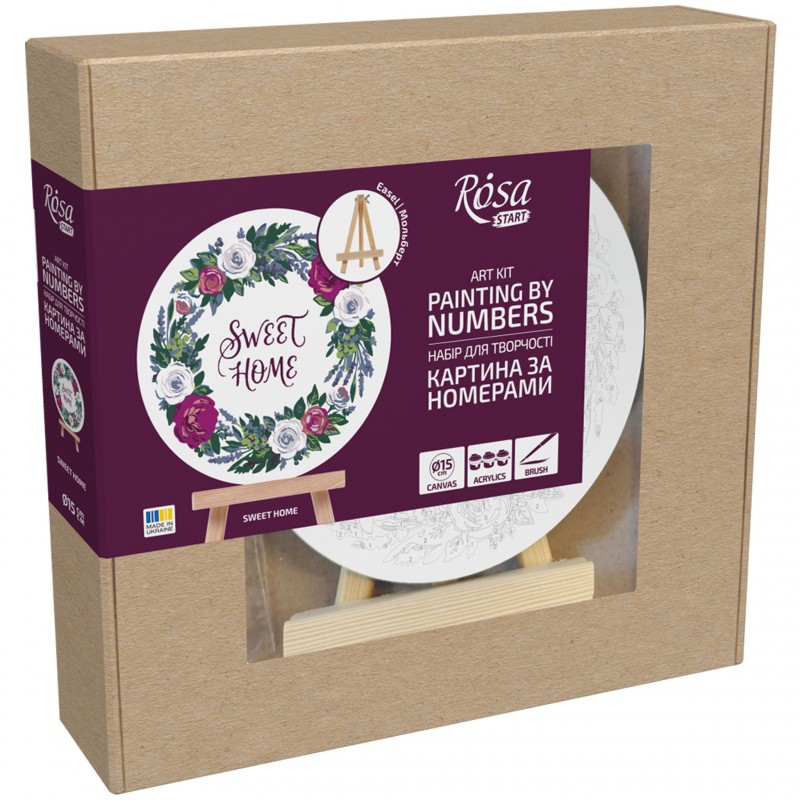 Paint by numbers kits, round, Ø15 cm, with easel, ROSA START