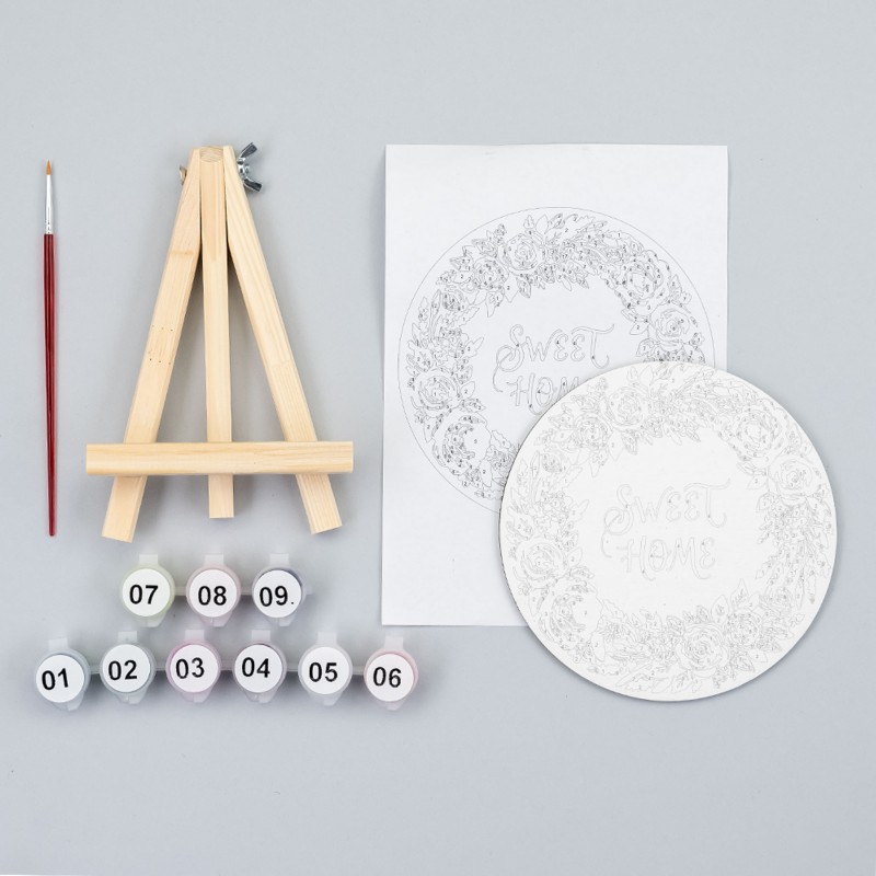 Paint by numbers kits, round, Ø15 cm, with easel, ROSA START