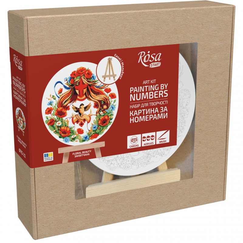 Paint by numbers kits, round, Ø15 cm, with easel, ROSA START