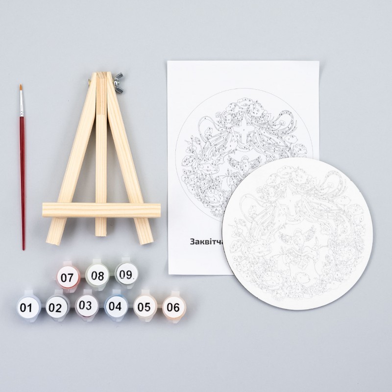 Paint by numbers kits, round, Ø15 cm, with easel, ROSA START