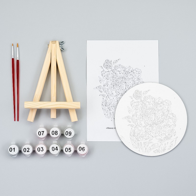 Paint by numbers kits, round, Ø15 cm, with easel, ROSA START