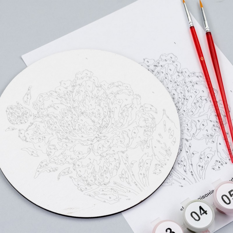 Paint by numbers kits, round, Ø15 cm, with easel, ROSA START