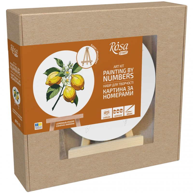 Paint by numbers kits, round, Ø15 cm, with easel, ROSA START
