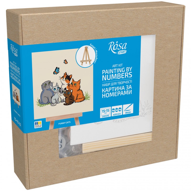 Paint by numbers kits, round, Ø15 cm, with easel, ROSA START