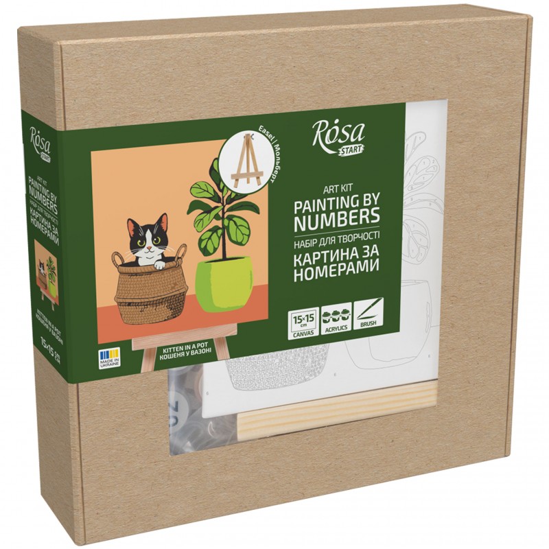 Paint by numbers kits, round, Ø15 cm, with easel, ROSA START