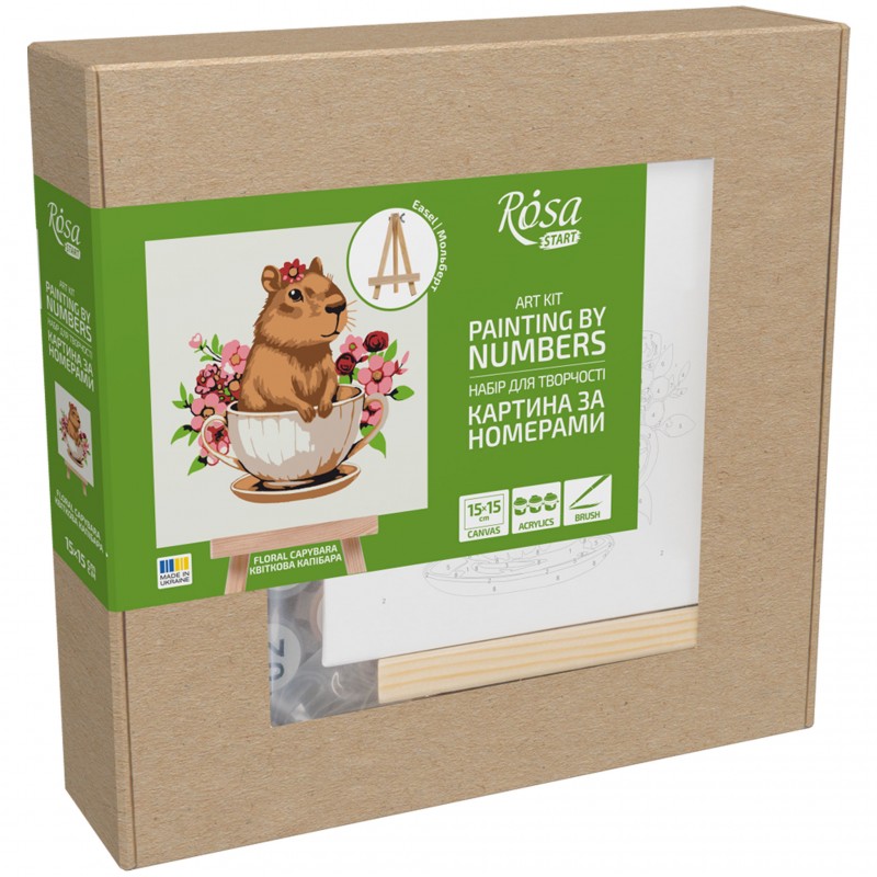 Paint by numbers kits, round, Ø15 cm, with easel, ROSA START