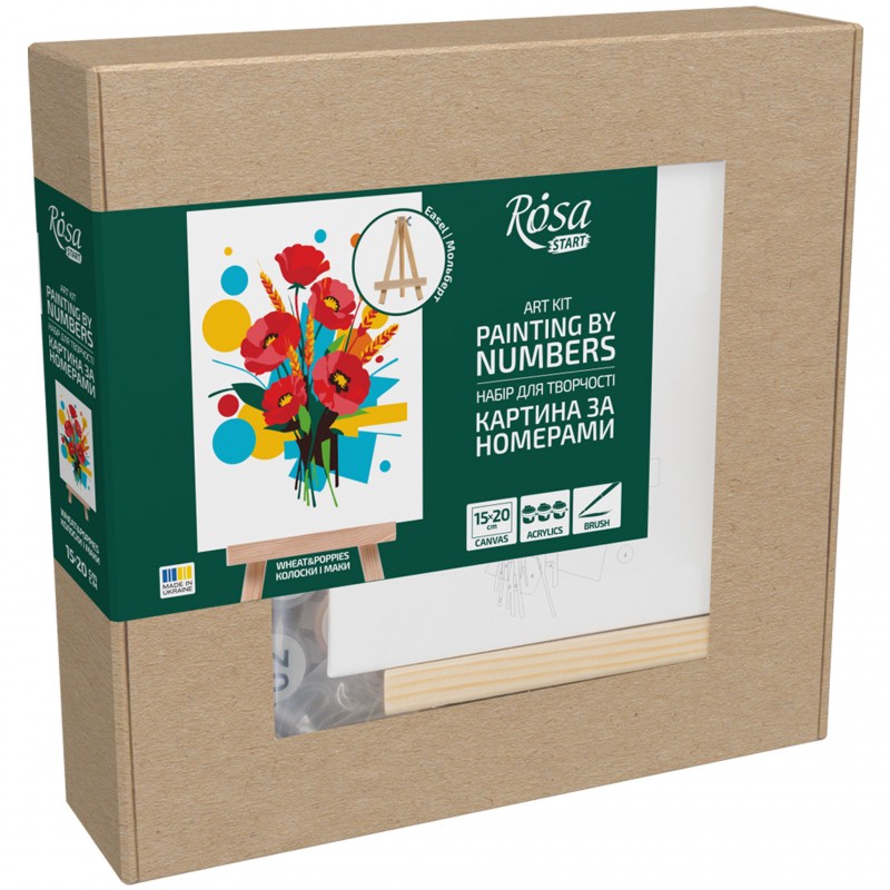 Paint by numbers kits, round, Ø15 cm, with easel, ROSA START