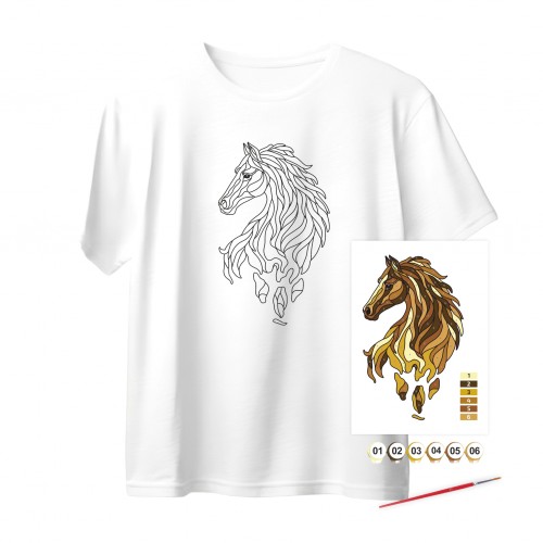 Set T-Shirt painting “Sea Harmony”, 100% cotton, white, L, , ROSA Talent