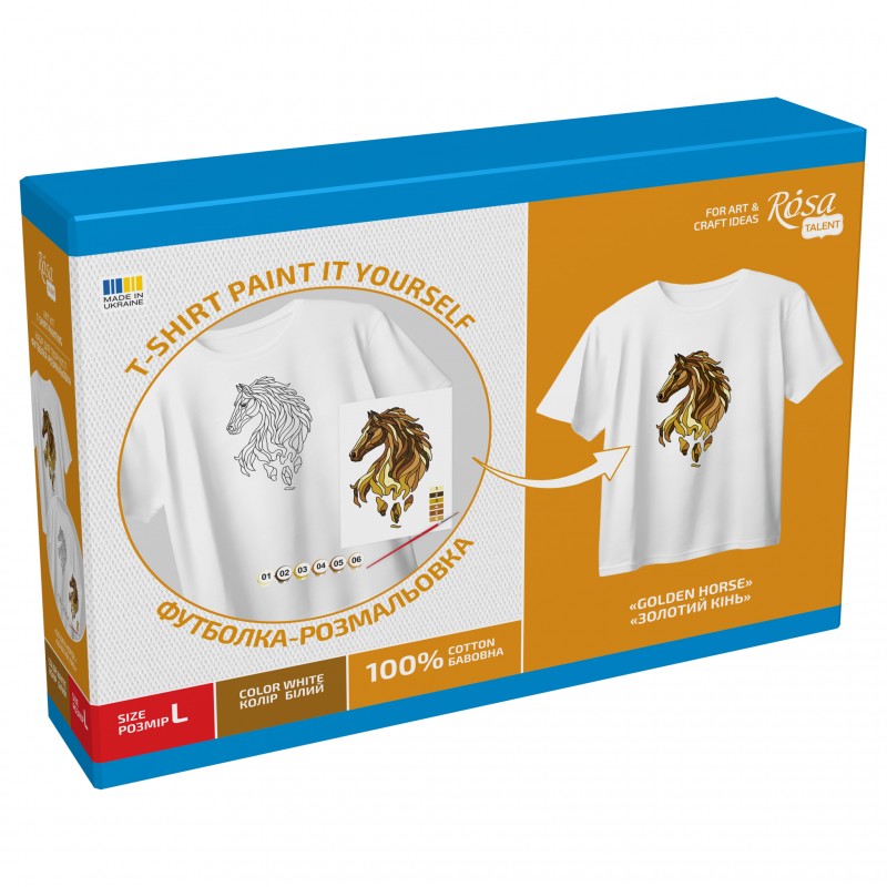 Set T-Shirt painting “Sea Harmony”, 100% cotton, white, L, , ROSA Talent