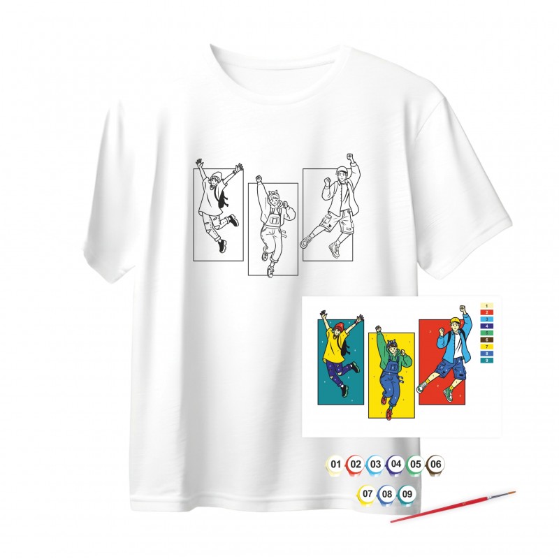 Set T-Shirt painting “Golden Horse”, 100% cotton, white, L, , ROSA Talent