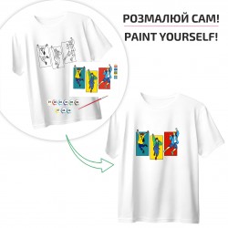 Set T-Shirt painting “Golden Horse”, 100% cotton, white, L, , ROSA Talent