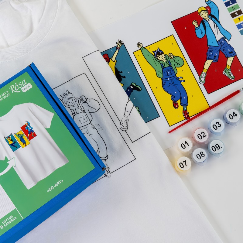 Set T-Shirt painting “Golden Horse”, 100% cotton, white, L, , ROSA Talent