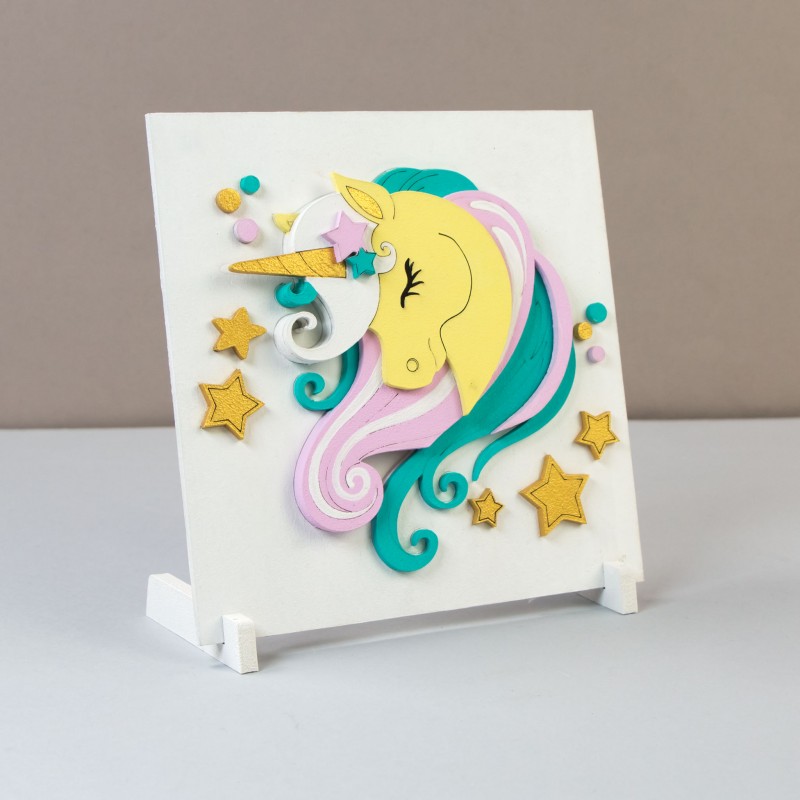 "Star Unicorn", set, 3D painting,  primed fibreboard, 18x18cm, ROSA TALENT