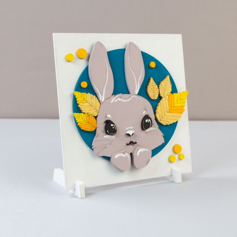 "Bunny", set, 3D painting, primed fibreboard, 18x18cm, ROSA TALENT