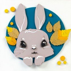 &quot;Bunny&quot;, set, 3D painting, primed fibreboard, 18x18cm, ROSA TALENT