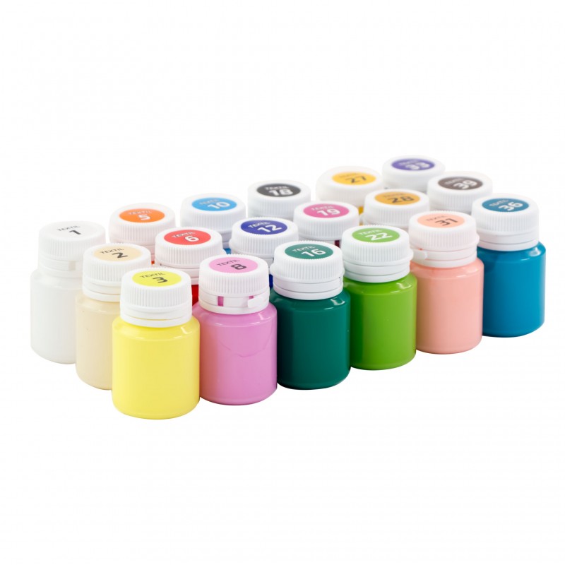 Set of acrylic paints for textile CAT 18col. 20ml ROSA TALENT