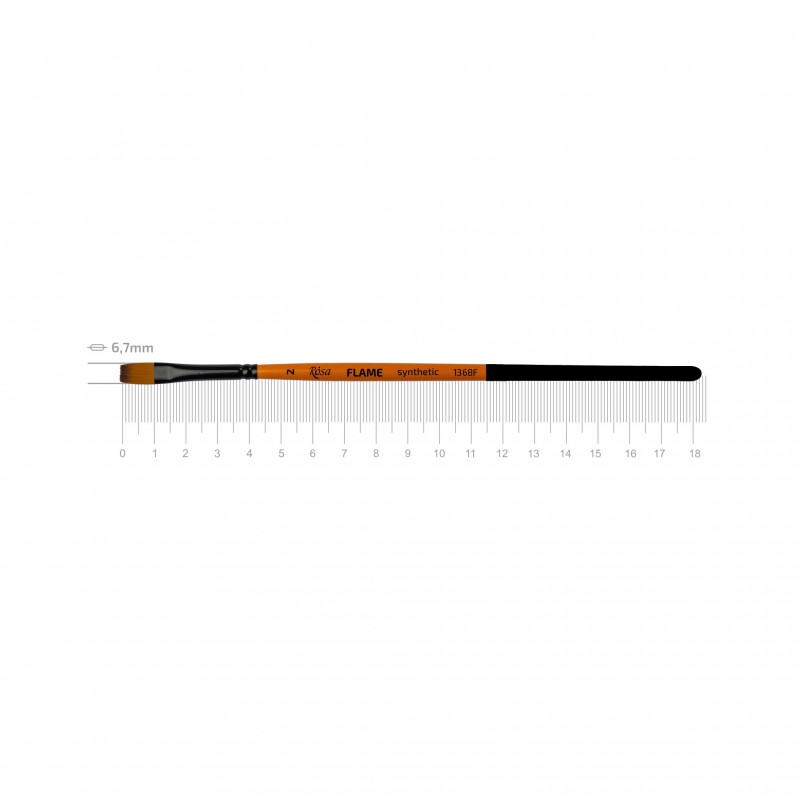 Synthetic Flat Brush, FLAME 1368F, Short Handle, ROSA