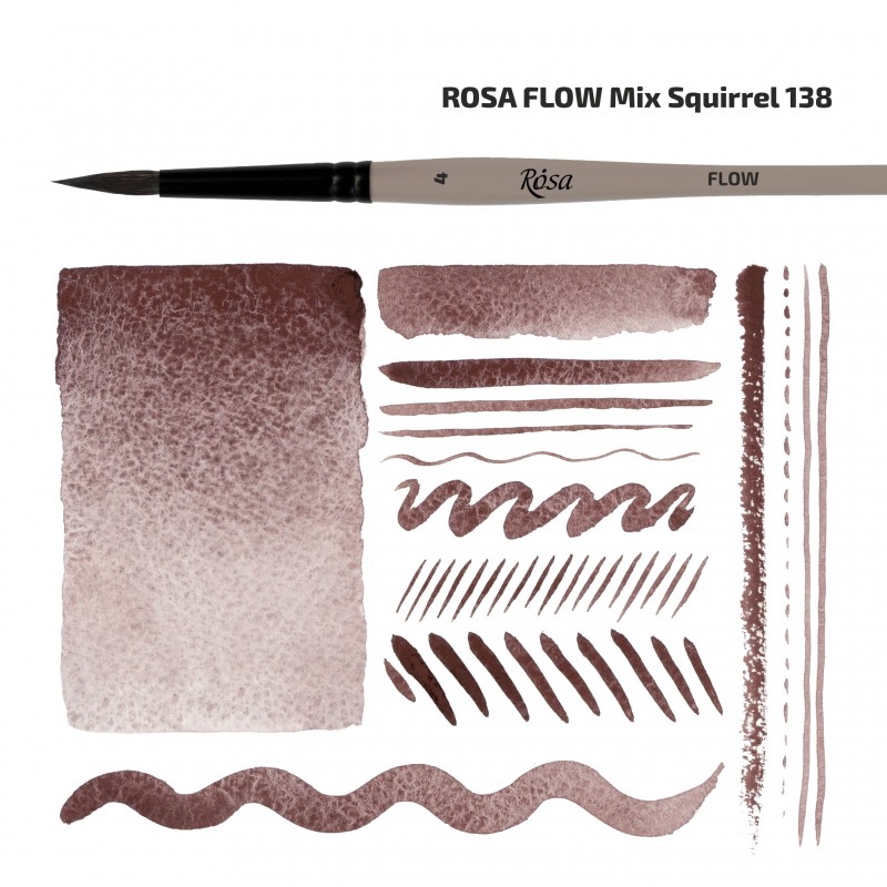 Squirrel mix Round Brush, FLOW 138, Short Handle, ROSA