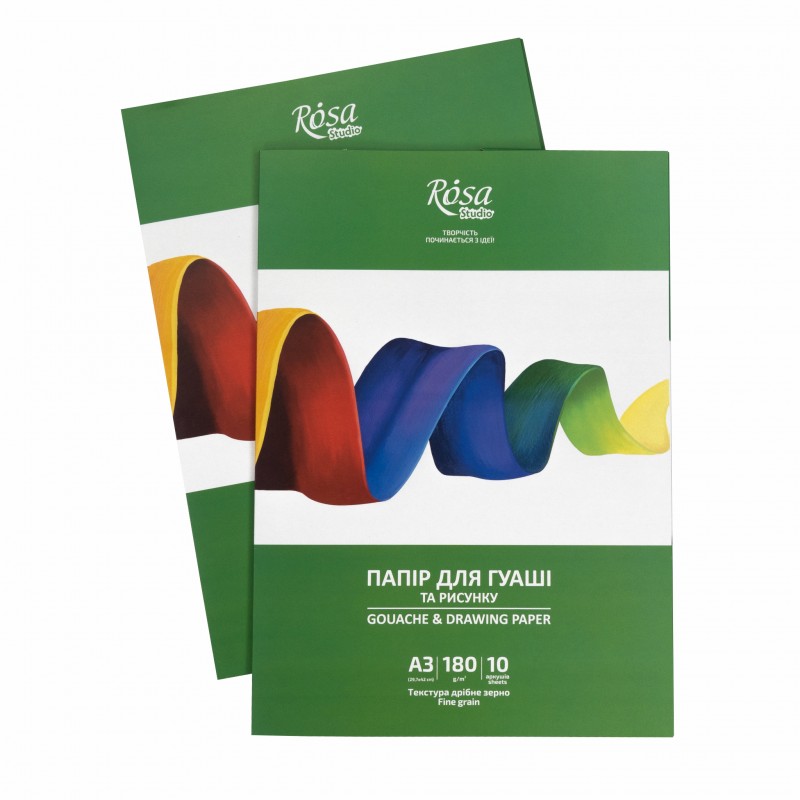 Gouache paper folder 10 sheets Fine grain 180 g/m2 ROSA Studio