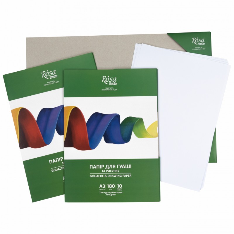 Gouache paper folder 10 sheets Fine grain 180 g/m2 ROSA Studio