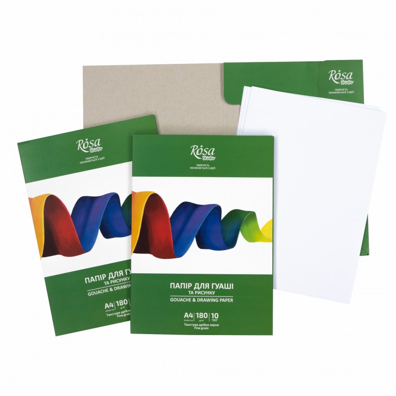 Gouache paper folder 10 sheets Fine grain 180 g/m2 ROSA Studio