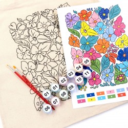 Set, ecobag-coloring, „Funny Flowers“, cotton 220 gsm, 38x42 cm, ROSA Talent