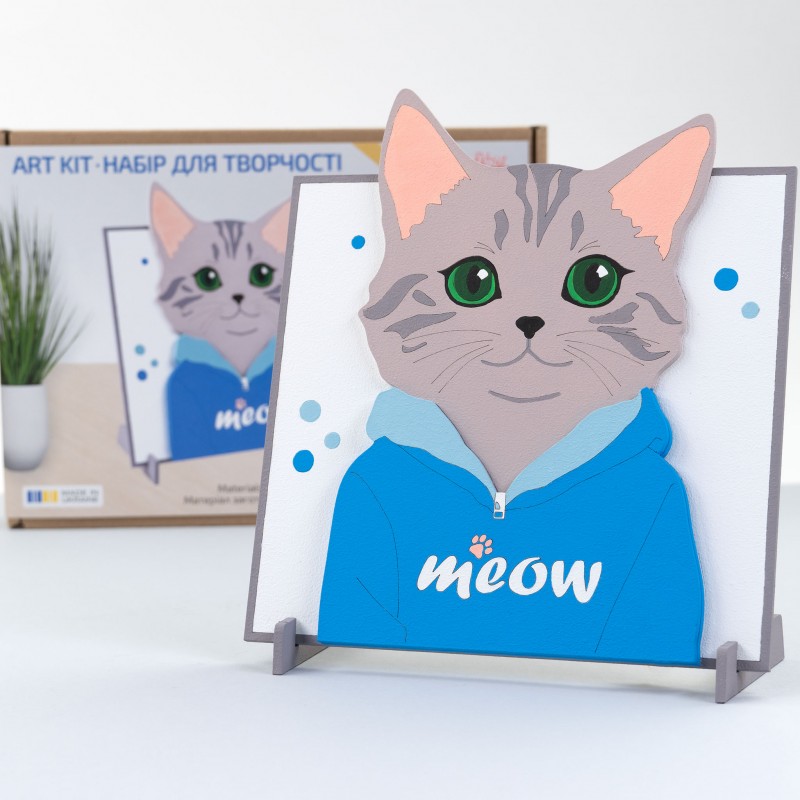 Set, 3D painting, „Meow“, primed MDF, 18x20cm, ROSA Talent