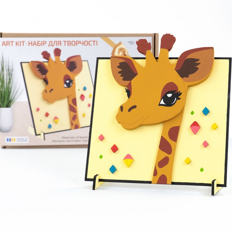 Set, 3D painting, „Giraffe“, primed MDF, 18x20cm, ROSA Talent