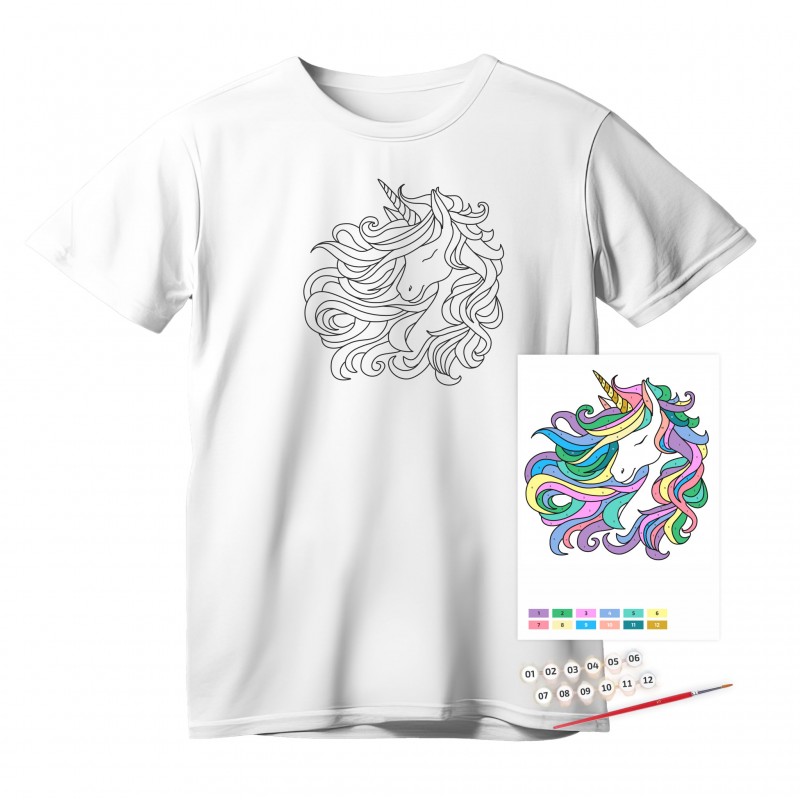 Set, T-Shirt painting „Unicorn“, 100% Cotton, Size S, ROSA Talent