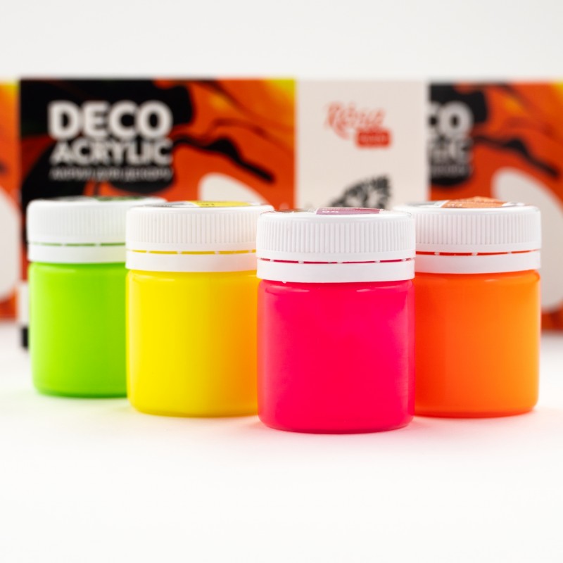 Fluor Acrylic paint for decor set,  6*20ml ROSA Talent