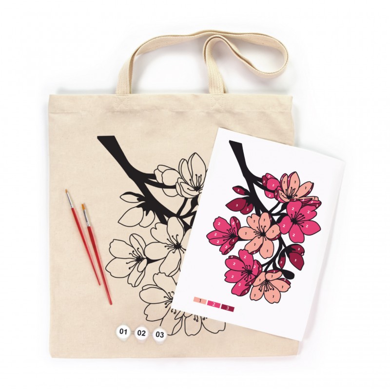 Set, ecobag-coloring, „Flowers“, cotton 220 gsm, 38x42 cm, ROSA Talent