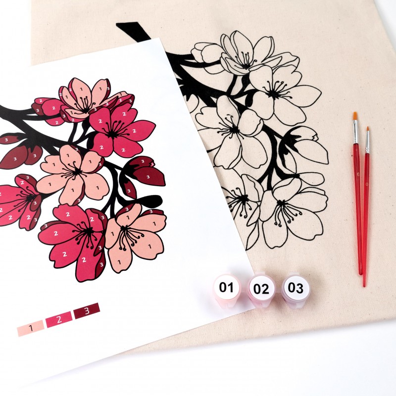 Set, ecobag-coloring, „Flowers“, cotton 220 gsm, 38x42 cm, ROSA Talent