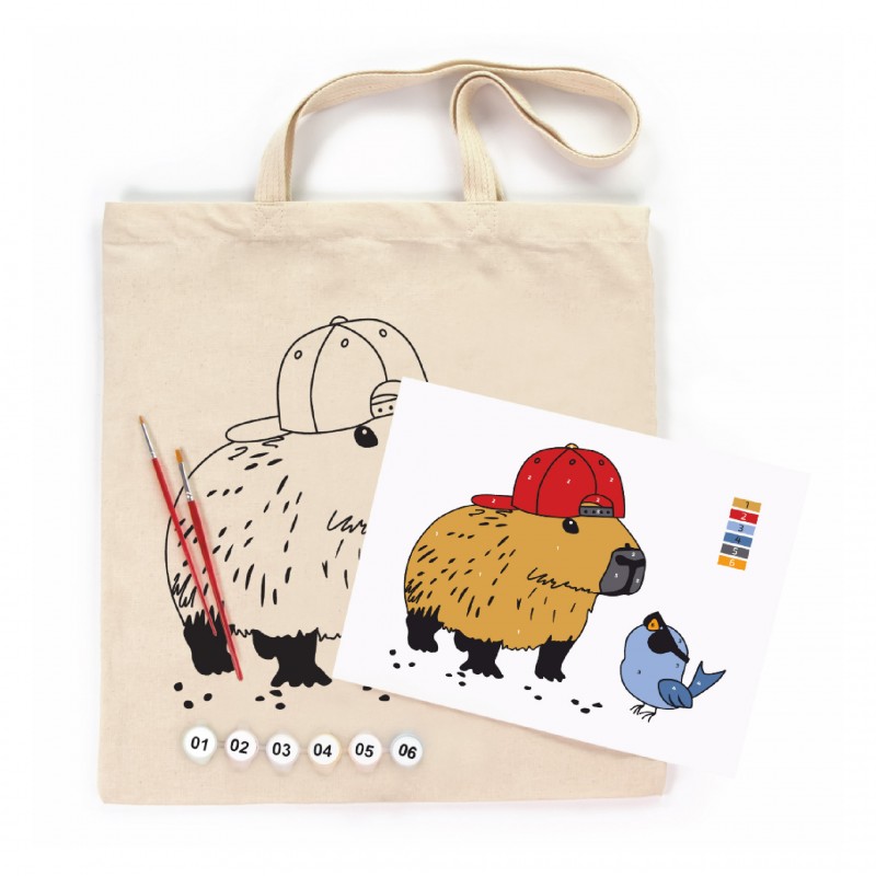 Set, ecobag-coloring, „Capybara“, cotton 220 gsm, 38x42 cm, ROSA Talent