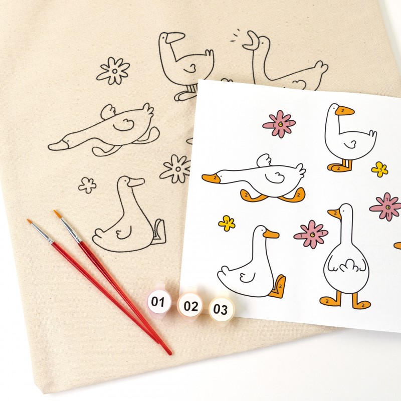 Set, ecobag-coloring, „Geese“, cotton 220 gsm, 38x42 cm, ROSA Talent