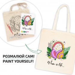 Set, ecobag-coloring, „Music is Life“, cotton 220 gsm, 38x42 cm, ROSA Talent