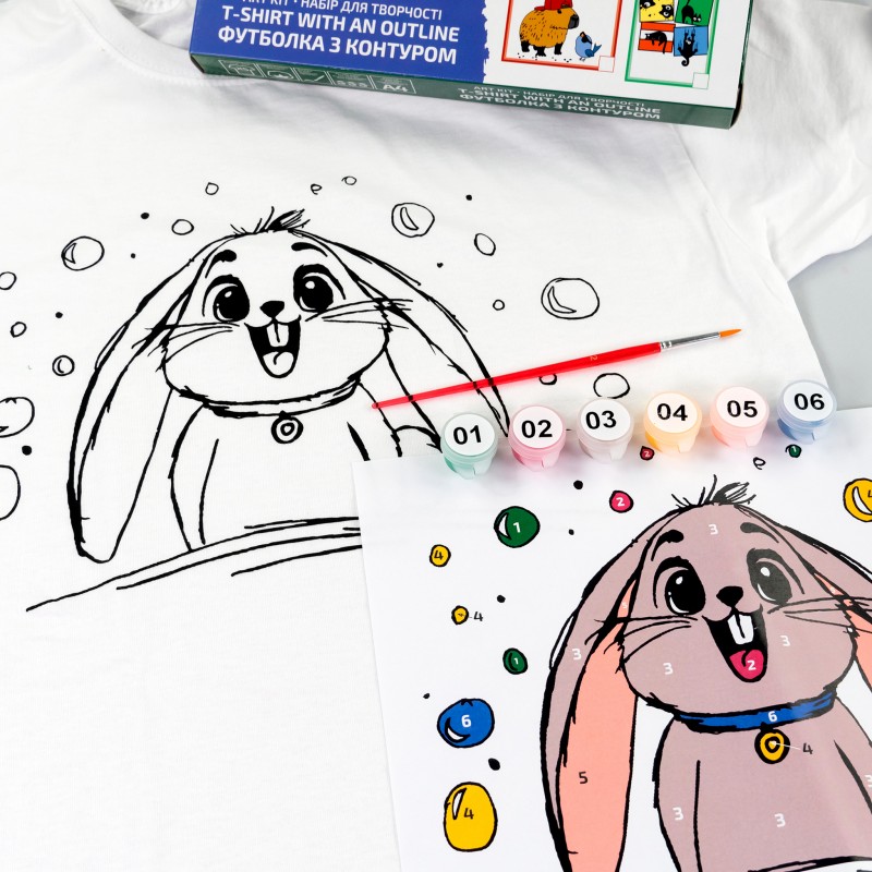 Set, T-Shirt painting „Cats“, 100% Cotton, Size S, ROSA Talent