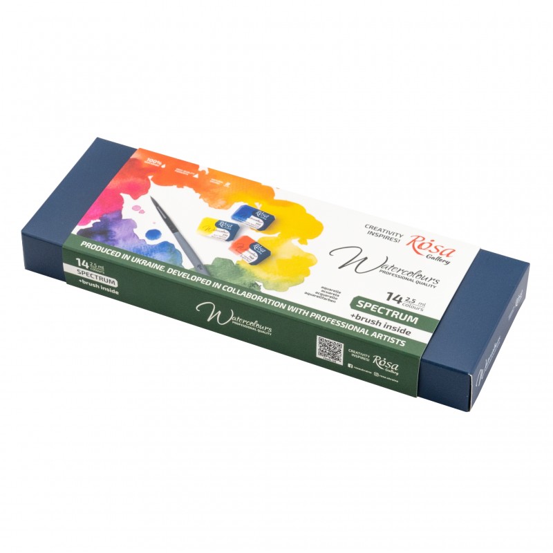 Watercolour sets SPECTRUM ROSA Gallery pans + brush in metal case