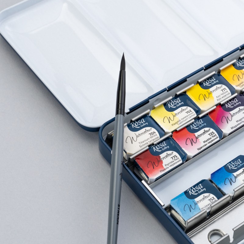 Watercolour sets SPECTRUM ROSA Gallery pans + brush in metal case