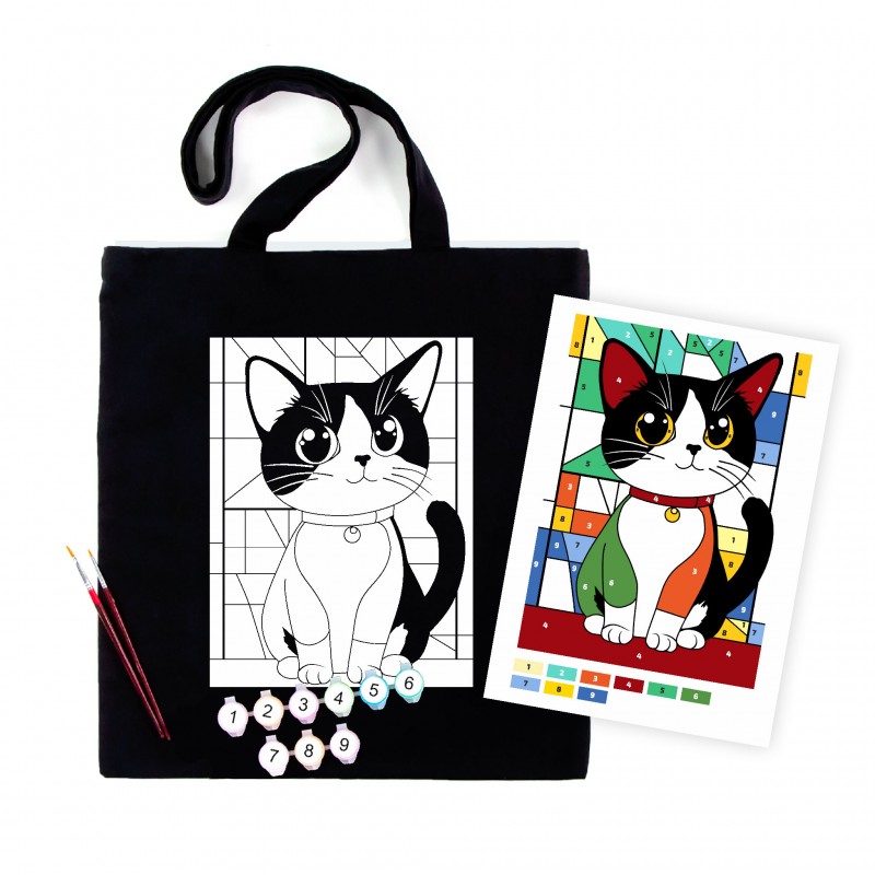 Set, ecobag-coloring, black,  „Bright Zebra“, cotton 240 gsm, 38x42 cm, ROSA Talent