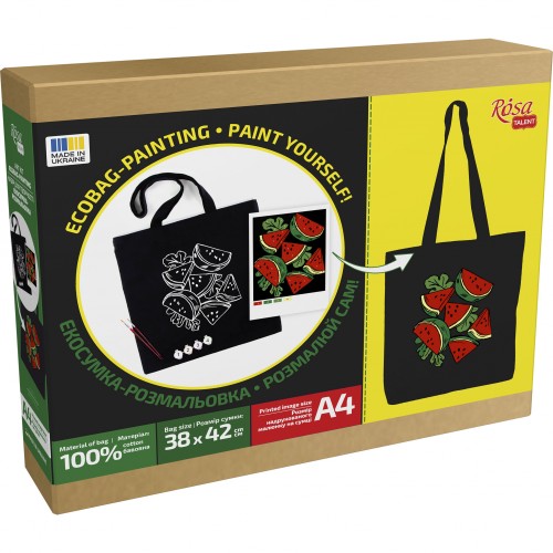 Set, ecobag-coloring, black,  „Bright Zebra“, cotton 240 gsm, 38x42 cm, ROSA Talent