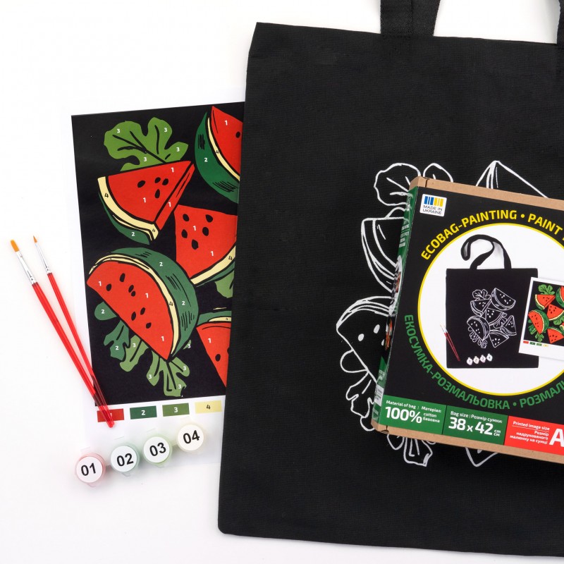 Set, ecobag-coloring, black,  „Bright Zebra“, cotton 240 gsm, 38x42 cm, ROSA Talent