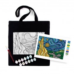 Set, ecobag-coloring, black,  „Bright Zebra“, cotton 240 gsm, 38x42 cm, ROSA Talent