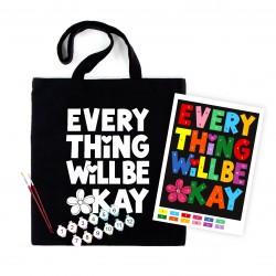 Set, ecobag-coloring, black,  „Bright Zebra“, cotton 240 gsm, 38x42 cm, ROSA Talent