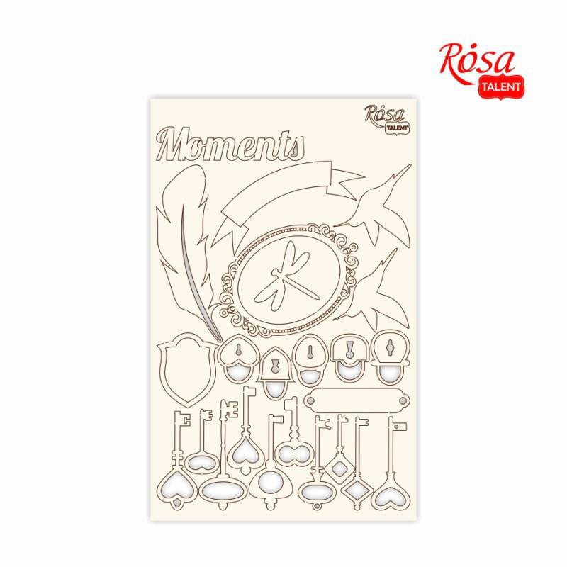 Chipbord for scrapbooking „Floral Poem“, white board, 12,8х20cm, ROSA TALENT