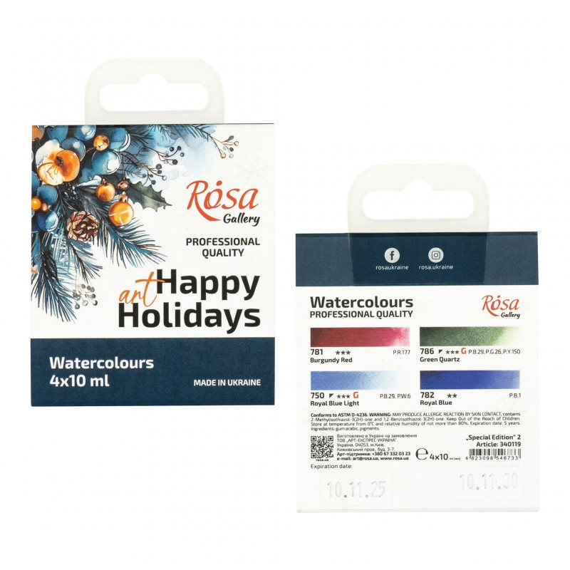 Набір акварелі "Класика" в металевому пеналі 14кол ROSA Gallery