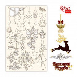 Chipbord for scrapbooking „New Year&#039;s magic“, white board, 12,8х20cm, ROSA TALENT
