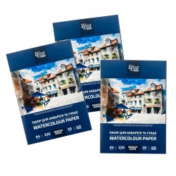 Watercolours paper, folder, 10 sheets, Fine grain 200g/m2 ROSA Studio